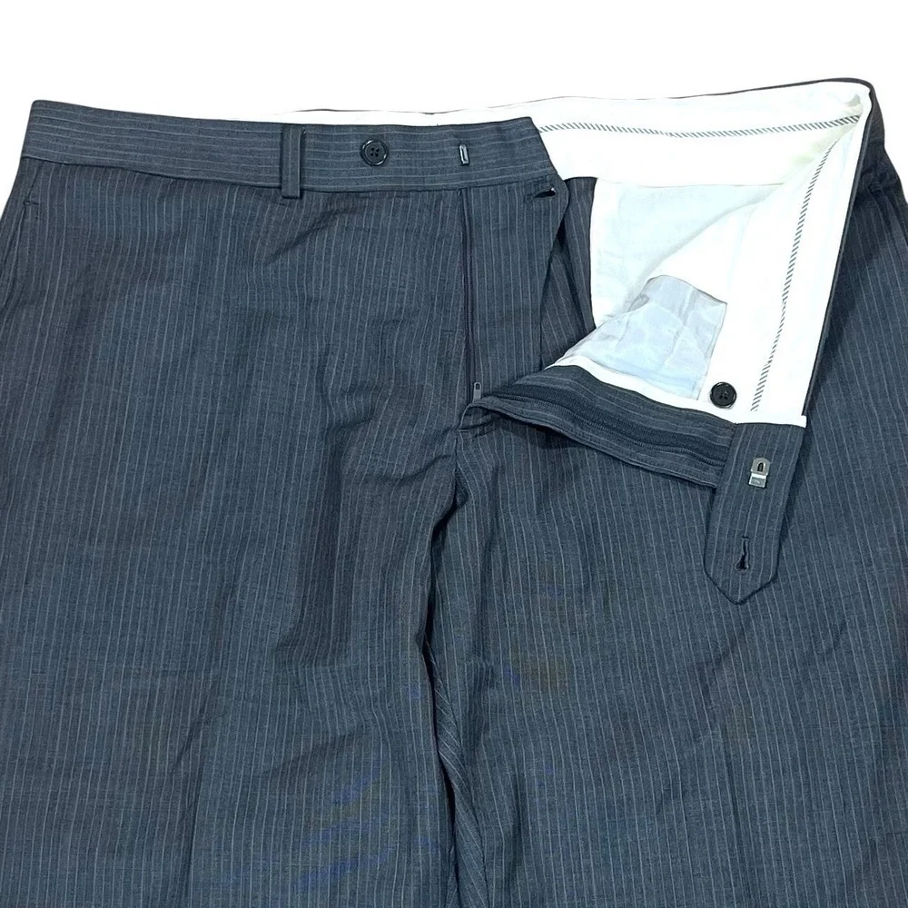Brooks Brothers Wool Blend Trousers 38x32 Gray Pinstripe Pants Old Money Preppy